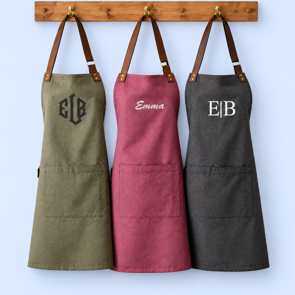 Personalised Embroidered Oxford bib Apron – Name, Monogram, Logo or Text