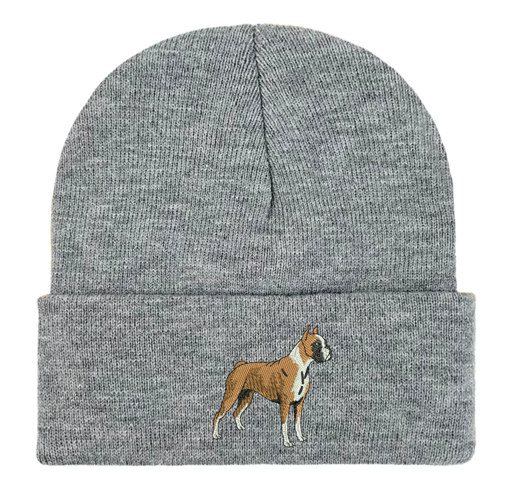 Boxer dog embroidered beanie hat