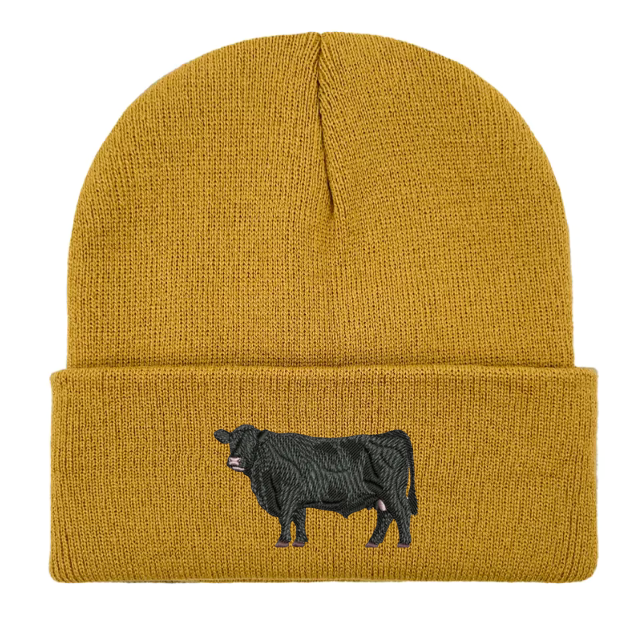 Black Angus Cow Embroidered Beanie Hat