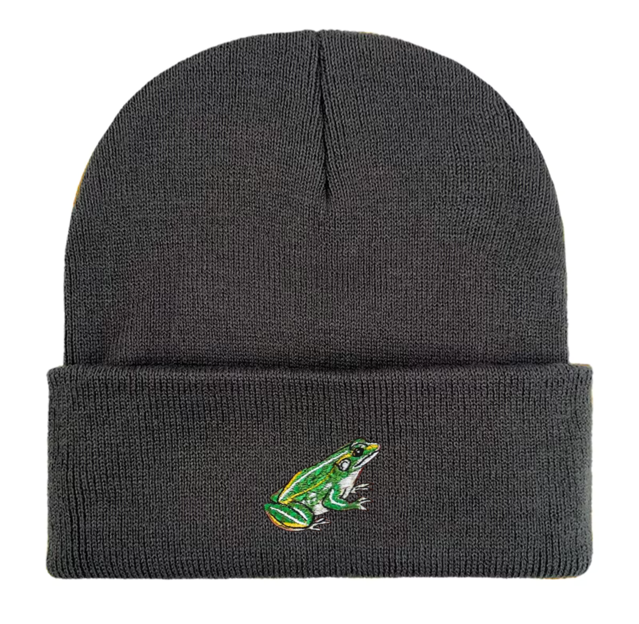 Frog embroidered beanie hat