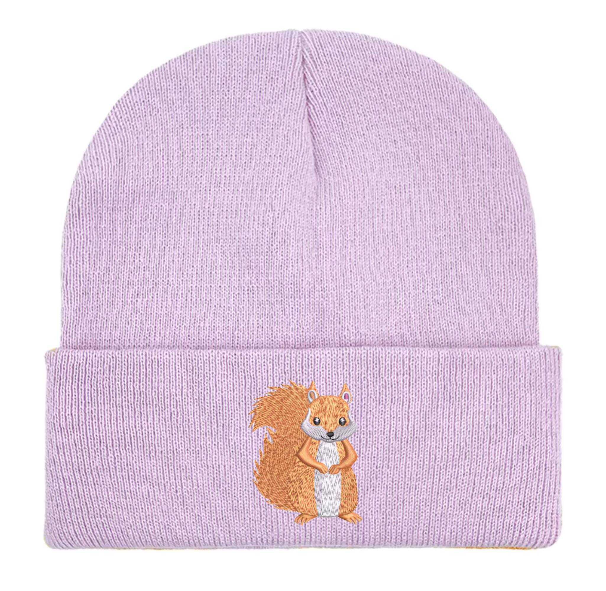 Squirrel Embroidered Beanie Hat