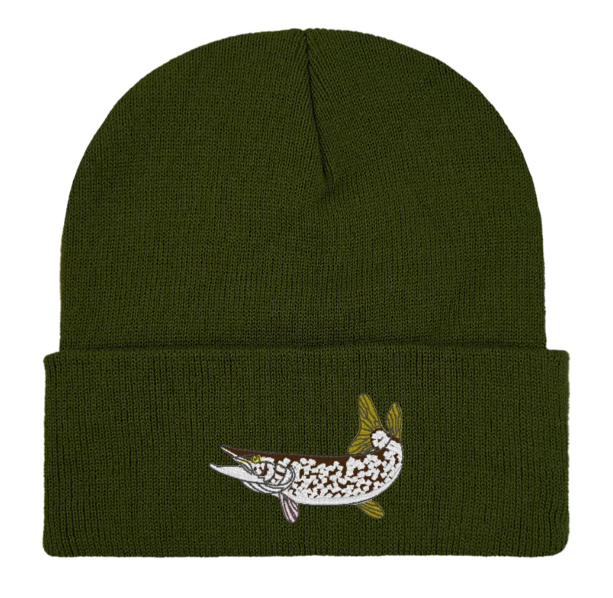 Pike Fish Embroidered Beanie Hat