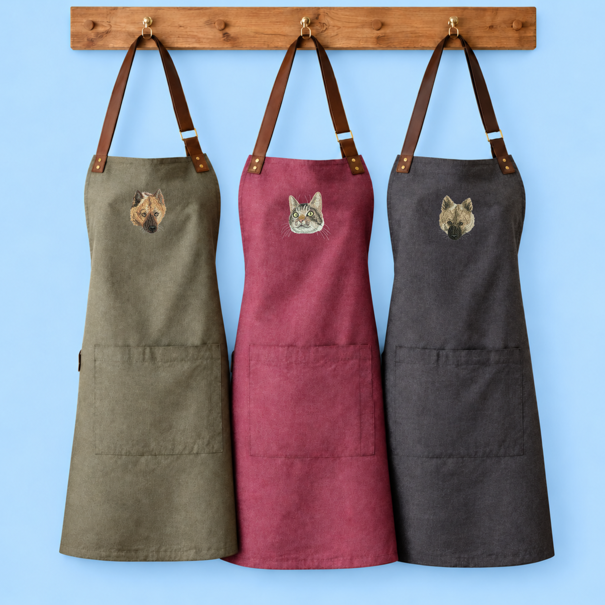 Pet Portrait Embroidered Apron, Oxford Bib custom apron