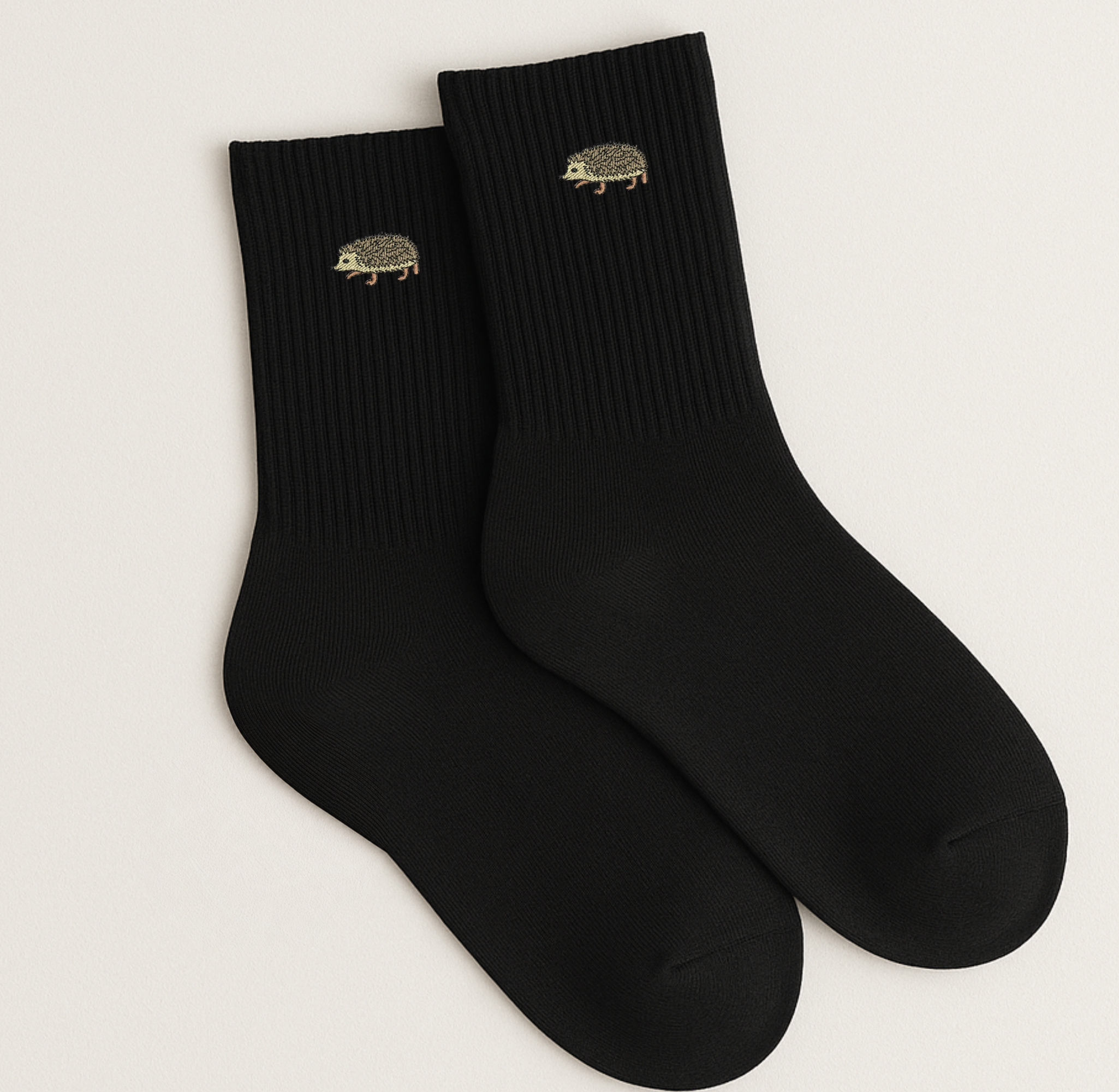 Hedgehog Embroidered Crew Socks