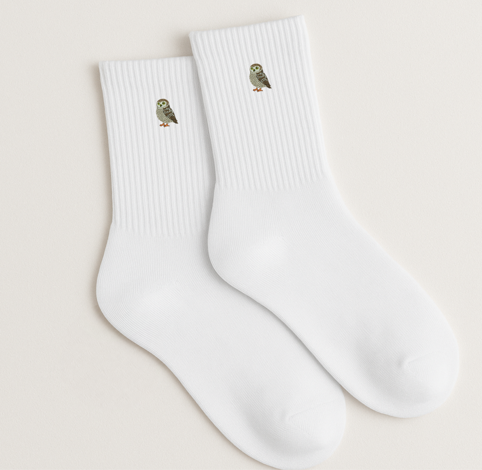 Owl Embroidered Crew Socks
