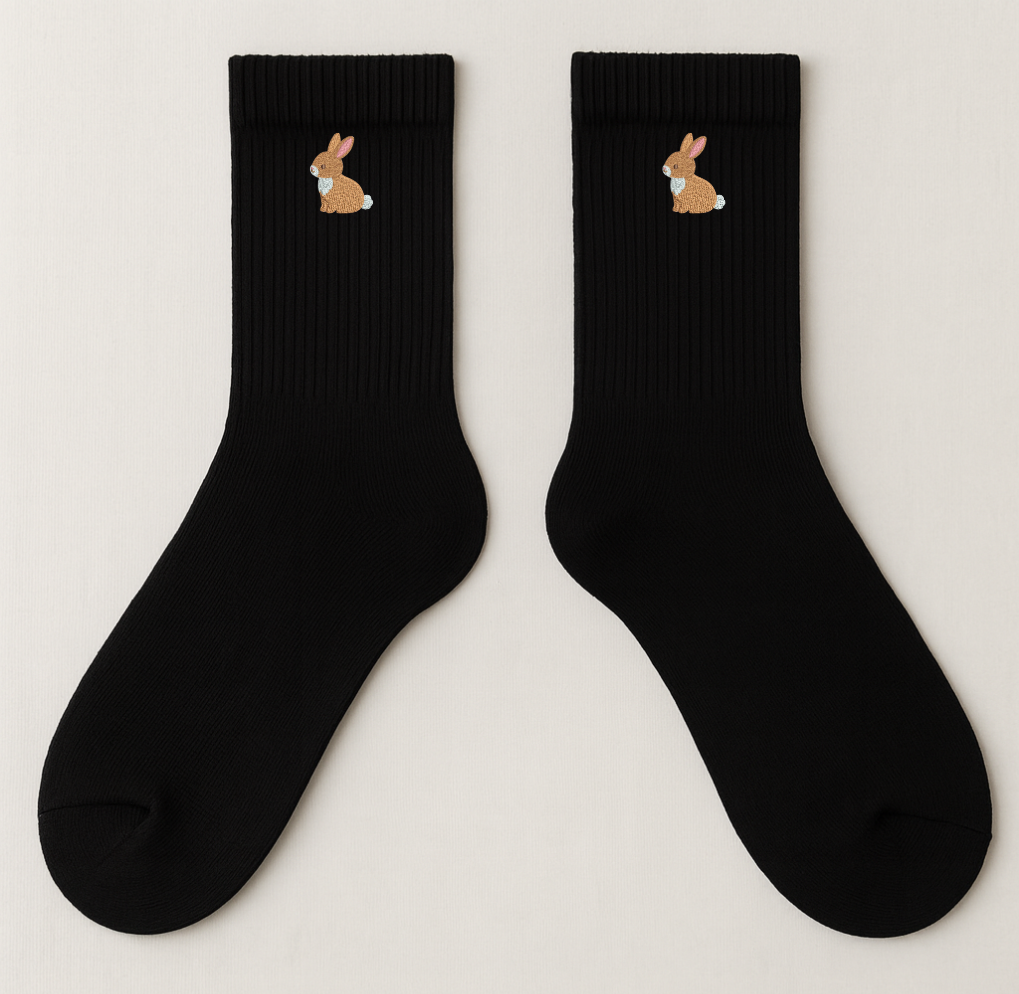 Rabbit Embroidered Crew Socks